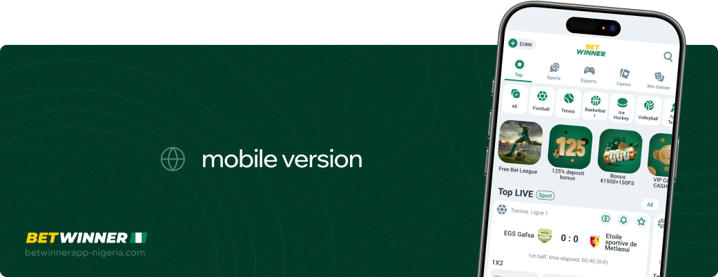 Mobile version Betwinner APP Nigeria